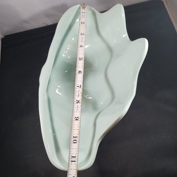 Vintage HALL Pottery Mid Century Light Blue Shell Bowl - Picture 6 of 10